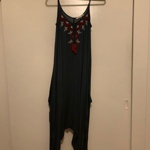 Love Stitch Embroidered Harem Jumpsuit Romper